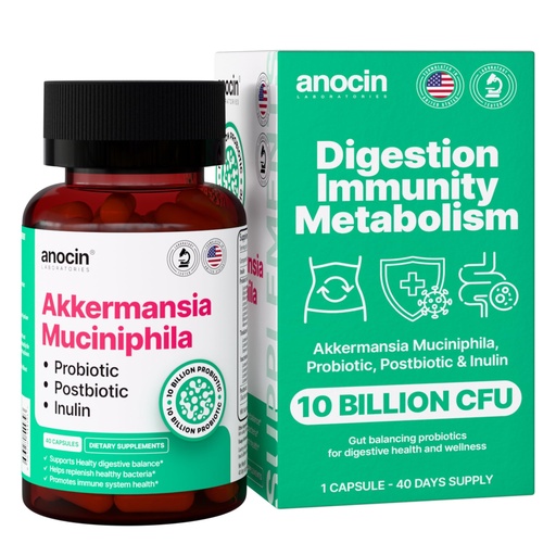 [BRSRAGIYPN4BQYD4] anocin Akkermansia Muciniphila + Probiotic, Postbiotic & Inulin - Gut Health Supplement for Digestion, Immune Support - 10 Billion CFU, Vegan & Gluten-Free