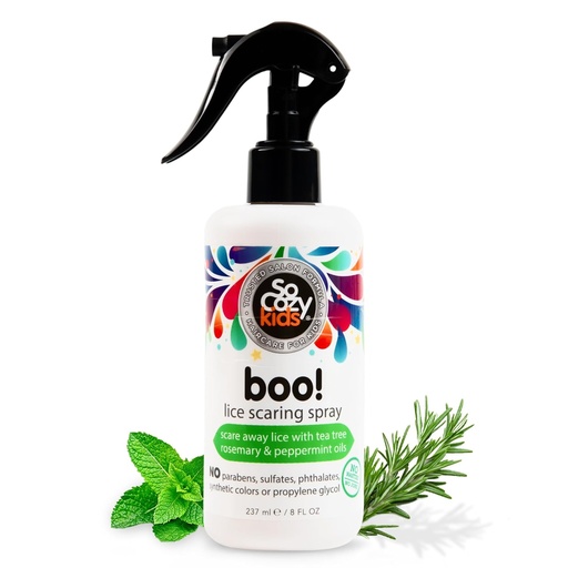 [BRSWIHL2ONYGGADE] SoCozy Boo Lice Scaring Spray For Kids Hair, Effective Lice Treatment (8 Fl Oz) Clinically Proven to Repel Lice, Conditioning Spray with Tea Tree Oil, Rosemary Oil & Keratin, Paraben & Sulfate Free
