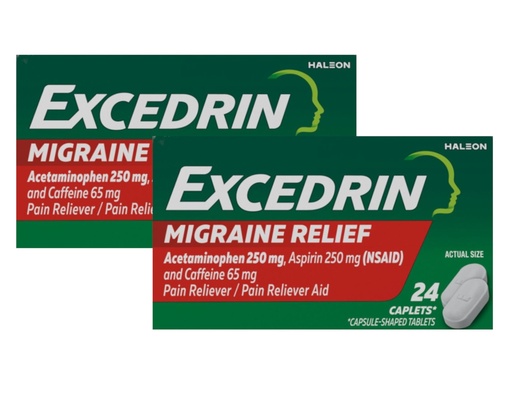 [BRSWIFIHBIGWKDQ7] Excedrin Migraine Pain Reliever Caplets, 24 Count (Pack of 2)