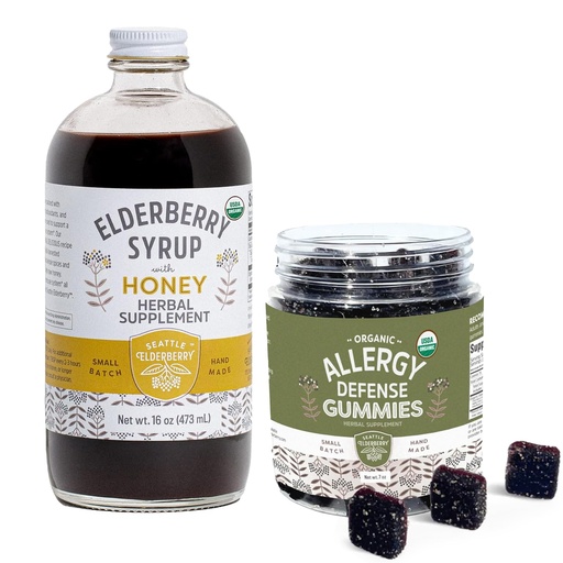[BRSRAHY6PMBAODTU] Herbal Supplement Syrup & Gummies Bundle – A 16oz Bottle of Elderberry Syrup with Honey & 7oz Original Elderberry Gummies Made from Only Organic Ingredients in The USA