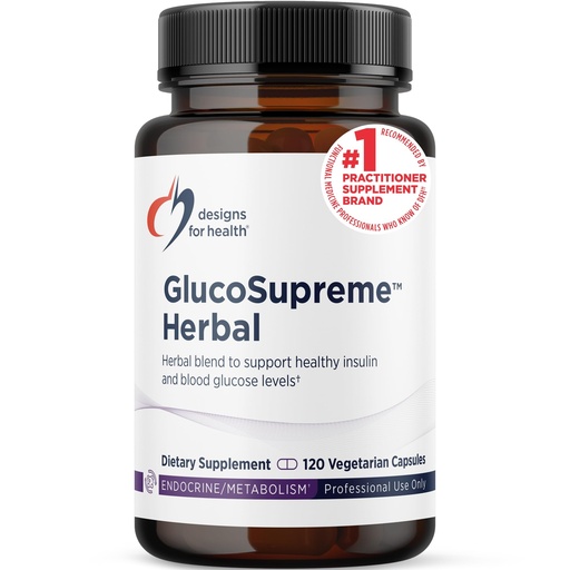 [BRSWIYAEAIOBUD3A] Designs for Health GlucoSupreme Herbal Supplement - Berberine HCl, Banaba, Ginseng + Cinnamon Extract - Vegan, Non-GMO Supplements (120 Capsules)