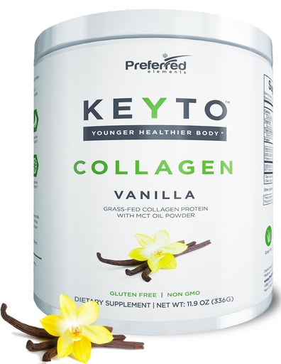[BRSWGHY6AAIRYFDF] Keto Collagen Protein Powder with MCT Oil – Keto and Paleo Friendly Grass Fed and Pasture Raised Hydrolyzed Collagen Peptides – Fits Low Carb Diet and Keto Snacks – KEYTO Vanilla Flavor
