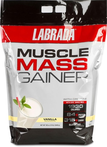 [BRSWIEI2BEDWMHTY] Labrada Nutrition Muscle Mass Gainer, Vanilla, 12 Pound