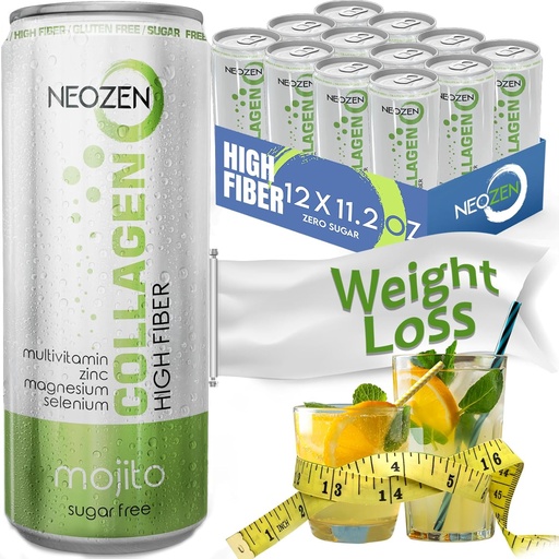 [BRSW2BD2PINBE3L2] NEOZEN Collagen Sparkling Drink with Dietary Fiber - Balanced Nutrients for Wellness - Sugar Free - Keto-Friendly - No Gluten - No Caffeine - 11.2 fl oz (12 Pack)