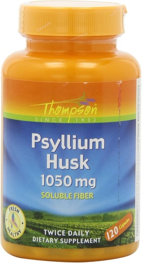 [BRSWIZ32BQEAAFQ5] Thompson Psyllium Husk, 1050 Mg, 120 Kapsler, (pakke med 2)