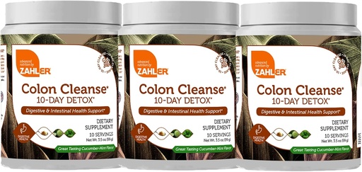 [BRSRAAL7BN5GK3LB] Zahler Colon Cleanse 10-Day Detox Cleanse - Cucumber Mint Flavor - Herbal Digestive Wellness - Colon Cleanser & Detox for Bowel Movement, Body Detox, Digestion Aid for Women and Men - 3.5 oz (3 Pack)