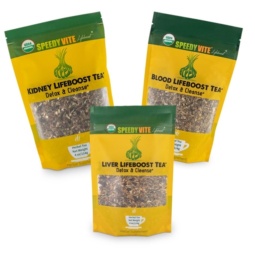[BRSWGBARAEBRYGYU] Speedyvite Tea Total Detox & Cleanse Combo: Blood Cleansing Tea 4oz + Kidney Bladder Tea 4oz + Liver Detox Tea 4oz Natural Herbal Supplement