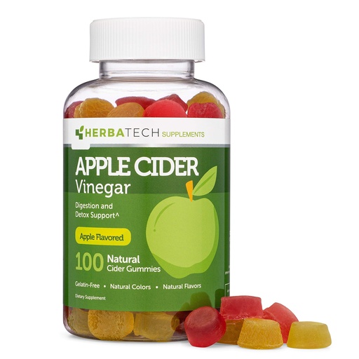 [BRSWYZ33OQBWKEQ6] Apple Cider Vinegar Gummies with Mother (100 Gummies, Extra Large Bottle) for Digestion and Detox, Enhanced with Ginger Dry Extract (Chewable, Made in The USA, Gluten Free) from Herbatech