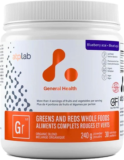 [BRSRMGTQAQNRAHQY] ATP LAB - 그린과 레드 전체 식품 240g (블루 베리 Acai Flavour) - Athletic Greens Powder Superfood - Mood 및 Circulation 개선 - 압력 감소