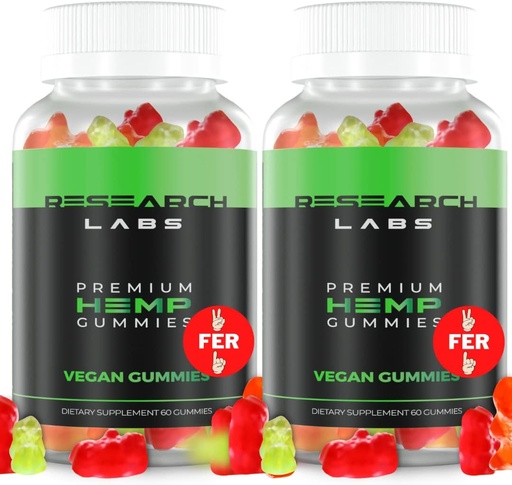 [BRSWYZYBAR5R4D3L] Research Labs - Premium Hemp Gummies 120 Count, 2 Fer 1 Ad. Advanced Formula with 500,000 Extract Blend. Natural - Helps Body Aches, Worriedness & to Feel Calm