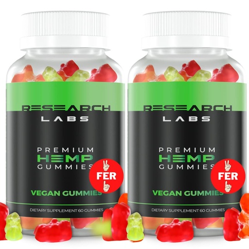 [BRSWYZYBAR5R4D3L] Research Labs - Premium Hemp Gummies 120 Count, 2 Fer 1 Ad. Highly Concentrated, Purified Extract Blend, Advanced Formula, Natural, Supports Relaxation, Body Aches, Worriedness