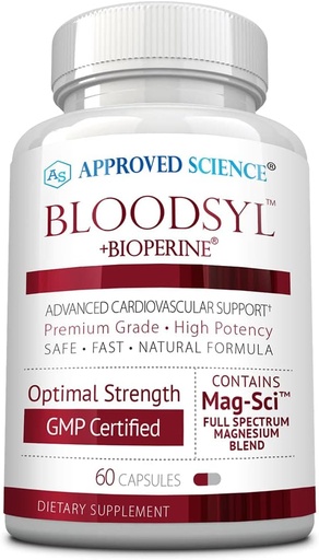 [BRSWYEDROABGYHTK] Approved Science Bloodsyl - Supports Blood Flow - Hawthorn Berry, Magnesium, BioPerine - Vegan - 60 Capsules - Pack of 1