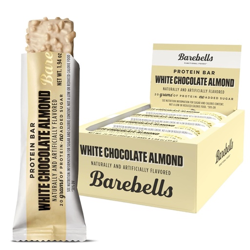 [BRSWYY36OICGGHTD] נביחות חלבון Bars White Chocolate Almond - 12 Count, 20g גבוה חלבון טיפול - דיאטת שוקולד בר עם 1g Total Sugars - On- The-Go Breakfast or Post-Workout חטיף