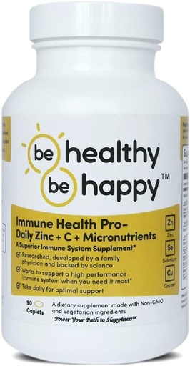 [BRSWKFIHOUMBEHLG] Be Healthy! Be Happy! Immune Health Pro – Daily Zinc + C + Micronutrients Infection Fighting Superior Immune System Supplement