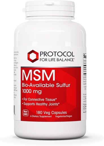 [BRSWIYIZCIJQEEA7] Protokoll MSM Bioavailable Sulfur - 1000mg - Stöder Joint Health & Healthy Hair, Skin & Nails* - Vegan & Non-GMO - 180 Veg Capsules