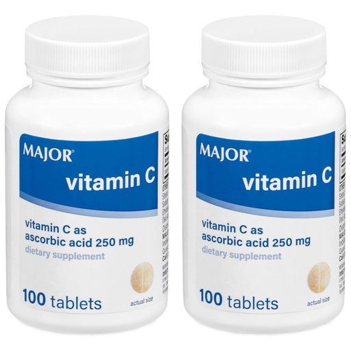 [BRSRA2QYCIFQA3AY] MAJOR Vitamin C 250 Mg - Dietary Supplement - 100 Tablets (2 Pack)