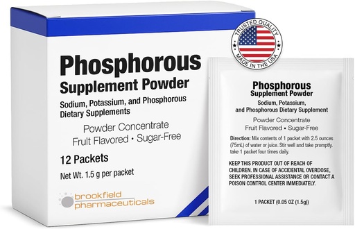 [BRSROZQYCFYQYEYZ] Phosphorus completa 12 pacchetti, integratori alimentari polvere con fosfato di sodio e fosfato di potassio, polvere di supplemento fosforo aromatizzato alla frutta per elettrolita, salute di ossa e salute del rene