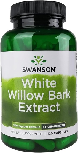 [BRSWIY36BQFBCH32] Swanson White Willow Bark Extract - Promotes Joint Support and Muscle Relief - Standardized to 15% Salicin - Natural Supplement with No Stomach Irritation - (120 Capsules, 500mg Each)