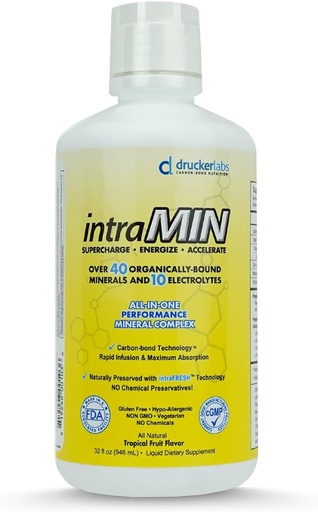 [BRSWIYYHOUHREHL2] DRUCKER Labs - IntraMIN Organic Liquid Trace Minerals Dietary Supplement for Men, Women, Kids, Immune Support, Muscle Support, Non GMO, Gluten Free, Vegan, Electrolytes (32oz, Tropical Fruit Punch)