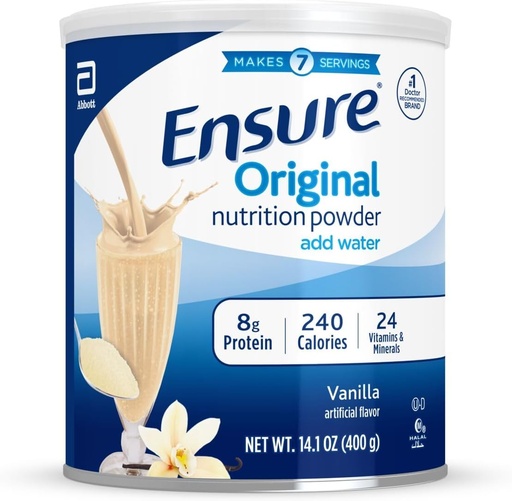 [BRSWGGLRDF5GKFLJ] Ensure Original Vanilla Nutrition Powder | Vanilla Protein Powder | Small Meal Replacement Shake Mix | 8g Protein, 24 Vitamins & Minerals | Immune Health | 14.1 oz