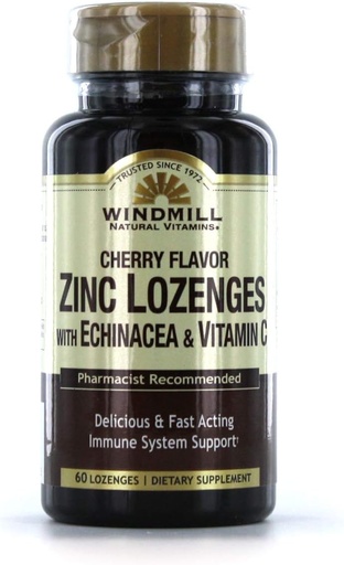 [BRSWGH36CUMGOHLZ] Windmill Vitamins Zinc Lozenges With Echinacea & Vitamin C - Cherry Flavor, 60 Lozenges, 60 Servings, 60 Count