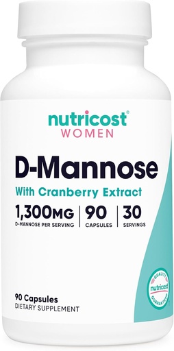 [BRSRA2QDCR6WE2Y4] Nutricost D-Mannose with Cranberry Extract for Women 1300mg 90 Capsules