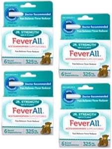 [BRSROAL6CN6Q4HTG] 4 Pack FEVERAL JR. ACETAMINOPHEN 325MG Suppository 6CT