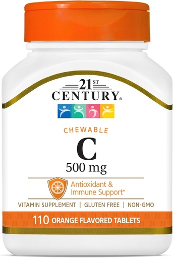 [BRSWIY37OUOWY2YV] 21st Century vitamin C 500 mg Chewable tabletter, oransje, 110 greve