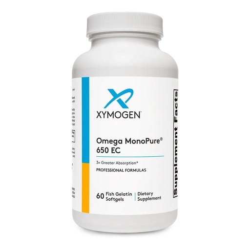 [BRSRMGQTCUPBS3TK] XYMOGEN Omega MonoPure 650 EC - Heart & Brain Support - DHA & EPA Omega-3 Fish Oil - Monoglyceride High Absorption Softgels - Enteric Coated - 60 Softgels