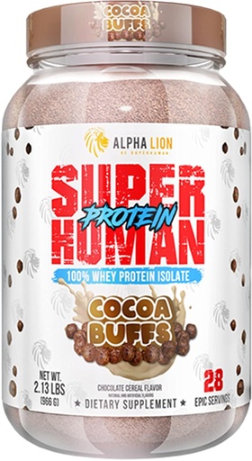 [BRSW2ZIHAUOQMDTA] ALPHA LION Superhuman Whey Protein Powder, Great Tasting Pure Whey Protein Isolate, Low Carb, Low Sugar, No Bloat Post Workout, Muscle Recovery & Growth (28 Servings, Cocoa Buffs)