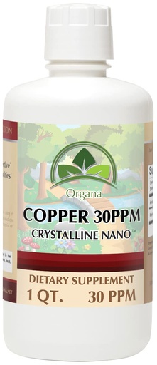 [BRSWECQTCUPQK2D2] Organa Pure Crystalline Liquid Copper Supplement - 30 PPM - Colloidal Minerals