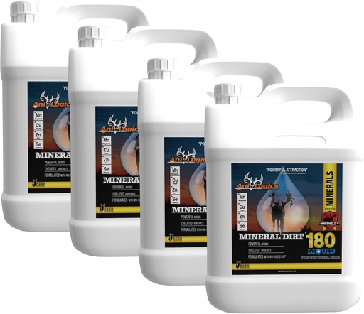 [BRSWECQ5DMOQIFDU] Ani-Logiki Na prostem Mineralna umazanija 180 Tekoči jelen Mineral - Pour-On atract za bloke, loge, & Stumps - Ustvarite mineralne lise in podporo Herd zdravje - 1 Gallon, 4 Pack