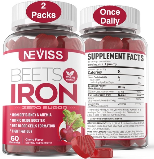 [BRSROFQLCB5RYAD7] Beet Root Gats amb Iron, Metyl B12, Fonteta, Vimina C - Augmenta l'Otric & Iron Levels, Implementació de l'Energia, lluita, Fattigue, Beettroot i suau Iron suplementari, Sugar Free, 120 Compte