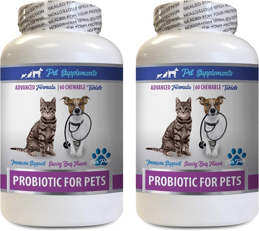[BRSWGBQHCEFBUAL3] cat Bad Breath Treats - PROBIOTICS for Pets - Dogs Cats - Bad Gas and Breath Treats - Advanced Immune Boost - Best probiotics for Cats - 2 Bottles (120 Treats)