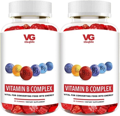 [BRSW2A34A4CAAALP] VITA GLOBE B Complex Gummy Vitamins - Strawberry Flavor with Vitamin C, Niacin, B6, B12 & Biotin for Energy, Heart Health and Brain Support, 120 Count (Pack of 2)