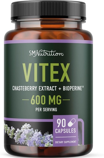 [BRSWGAYPOJ6BEC3K] Vitex Chasteberry Supplement 600mg | Agnus Castus for Women's Hormone Balance, Menopause, Menstrual Regularity & Hormonal Acne* | Certified Gluten-Free, Vegetarian | 90 Capsules, 3-Month Supply