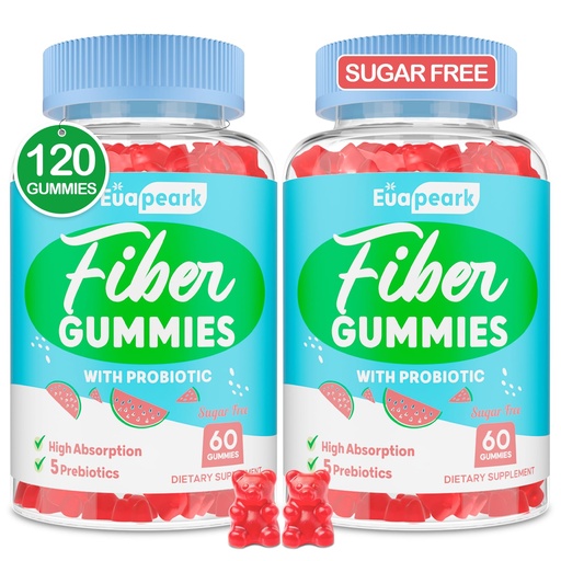 [BRSRA2QCAQPBSC3F] 2 Packs - Fiber Gummies for Adults, Sugar Free Probiotics & Prebiotic Fiber Gummies, with Inulin, Fos & Chicory Root - for Regularity, Digestion & Gut Health - Vegan, Gluten Free, 120 Counts