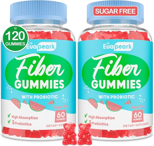[BRSRA2QCAQPBSC3F] 2 Packs - Fiber Gummies for Adults, Sugar Free Probiotics & Prebiotic Fiber Gummies, with Inulin, Fos & Chicory Root - for Regularity, Digestion & Gut Health - Vegan, Gluten Free, 120 Counts