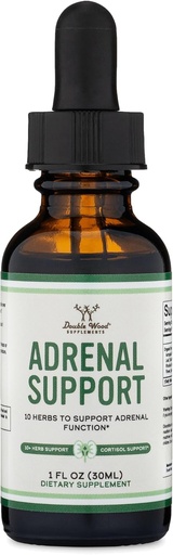 [BRSRMBQECEMAY332] Suplementos de Apoyo Adrenal (Liquid Drops) - 10 Adaptógenos Orgánicos para la Fatiga Adrenal (un mes de suministro) Gerente de Cortisol para el Alivio del Estrés (10 Herbs Apoptógenos para la Salud Adrenal) por Madera Doble