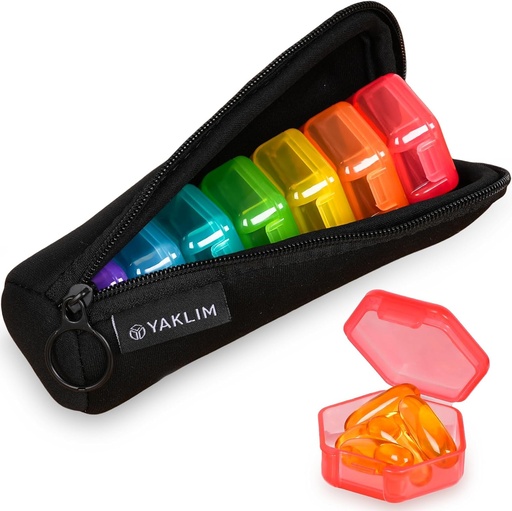 [BRSROCAZOEPAYCY2] Small Pill Box, 7 Packs Travel Pill Case with Bag, Mini Pill Organizer for Pocket Purse, Daily Portable Medicine Vitamin Box, Fish Oil Box, Supplement Box