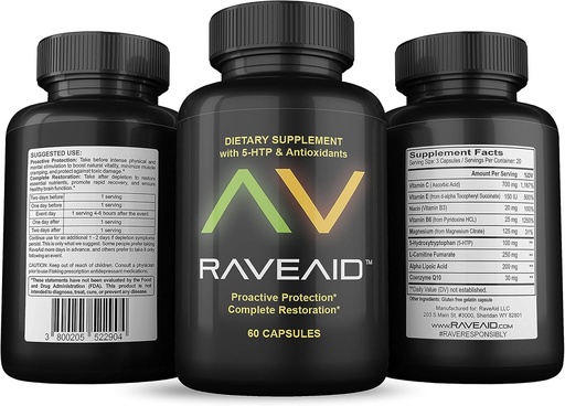 [BRSWIED3DMPWY23E] Trusted Since 2011 - Prevent Comedowns, Reduce Jaw Clenching, Neurotoxicity Protection | Party & Rave Recovery Cure & Supplement (60 Capsules)