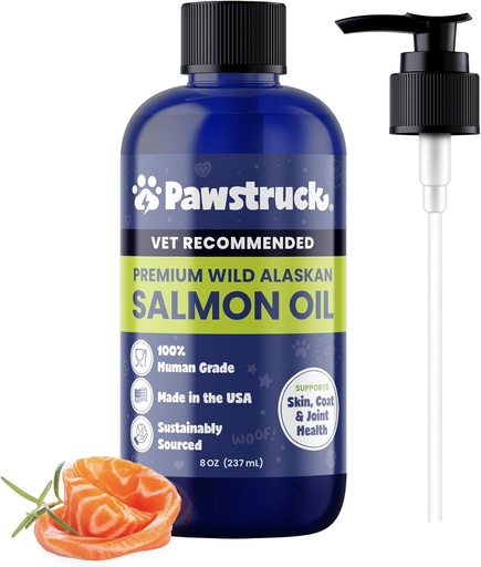 [BRSRMBQNDMGQ2CLX] Pawstruck Pure Human-Grade Wild Alaskan Salmon Oil for Dogs & Cats – Omega 3 & 6, Extra Strength Supplement, EPA DHA Fatty Acids for Immune Support