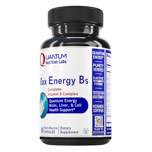 [BRSWGAQRO54BQAI7] Quantum Nutrition Labs Max Energy Bs - Vitamin B Complex, Methylated B Complex Vitamins with Vitamin B1, B6, B12, Thiamin, Folate and Biotin - 60 Vegetarian Capsules