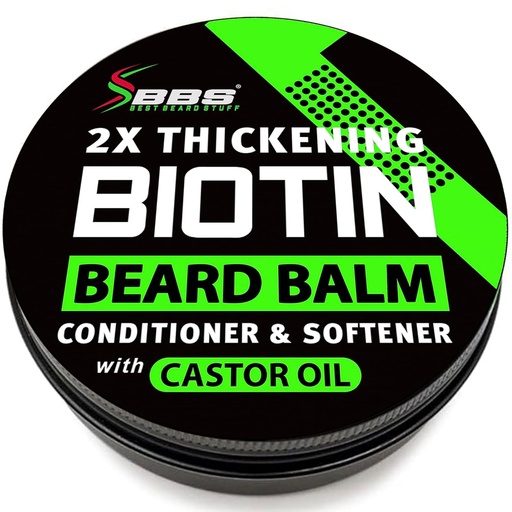 [BRSWGGQLCMOQYD3F] Biotin Beard Balm for Men - 2X Thickening for Beard and Mustache - Organic Mustache Wax with Castor Oil & Meadowfoam – Hydrating Facial Hair Growth Balm & Leave-In Conditioner