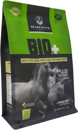 [BRSWIYL7DEPGKAI5] BIO+ Biotin Wafers de Majestad - Superior Horse / Equine Hoof and Coat Support Supplement - Copper, Zinc, Lysine, Methionine (60 cuentan)