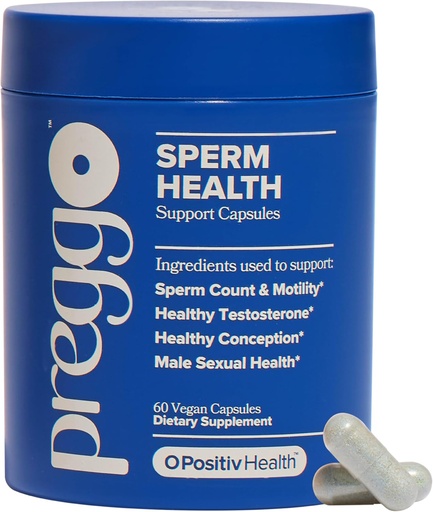 [BRSROCQDAQOQIDQ6] O Positiv Preggo Sperm Health Capsules for Men - OBGYN-Formulated for Improved Sperm Count & Motility with Tongkat Ali, NAC, Alpha Lipoic Acid – Male Reproductive Health, 60 Count (Pack of 1)