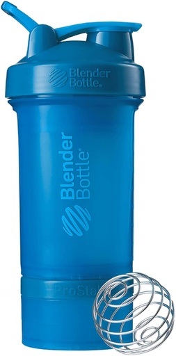 [BRSWKHQRCEPA43LG] BlenderBottle Shaker Bottle with Pill Organizer and storage for Protein Powder ProStak System, 22-Ounce, Cyan