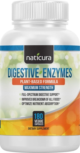 [BRSWGY3YBZ5QAGTK] Digestive Enzymes with Probiotics and Prebiotics - Multi Enzyme Vegan Organic Gut and Immune Support Supplement for Men and Women - 180 Capsules - for Bloating, Gas, Lactose Intolerance