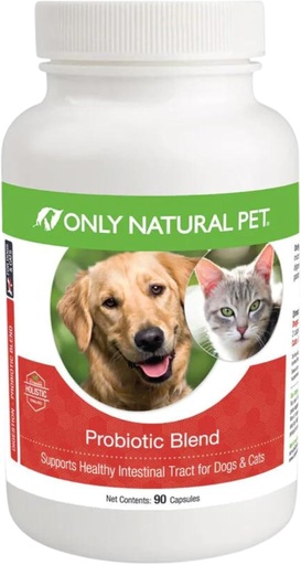 [BRSWIYLZC4PGI3LO] Only Natural Pet Probiotic Dog and Cat Supplement - Digestive & Intestinal Tract Health Enzyme Formula, Puppy & Canine Digestive Support, Best for Stomach Relief & Gas Aid - 90 Capsules.