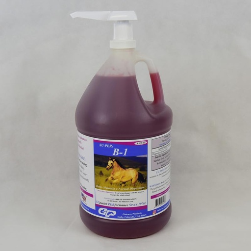 [BRSROAQKC4CWE2D4] SU-PER B-1 Horse Calming Supplement - Equine Vitamin B-1 Support Horse Calmer Liquid - Appetite Booster Supplement for Horses - 1 Gallon + Pump, 4 Month Supply